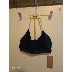 Niyama Sol Criss Cross Bra Women S/M Noir Black Gold Metallic NWT